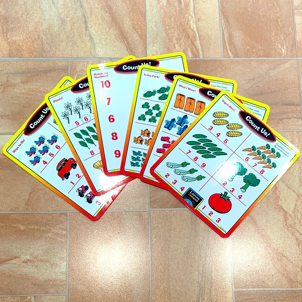 Vintage Kids Learning Horizons Educational Number Counting 6 Dry Erase Cards